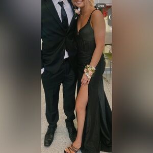 Black corset prom dress